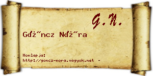 Göncz Nóra névjegykártya